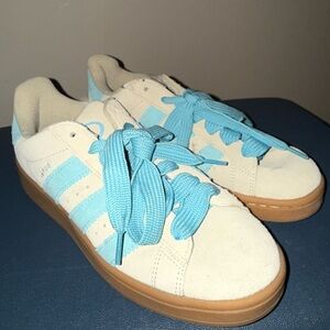 Adidas Cream and Light Blue Sneakers